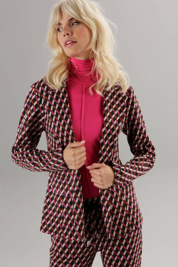 Aniston SELECTED Korte blazer met geometrisch motief all-over