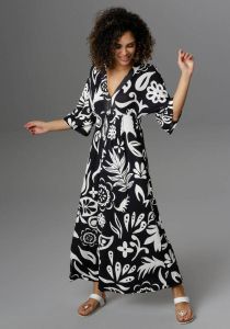 Aniston SELECTED Maxi-jurk met wijde 3 4-mouwen