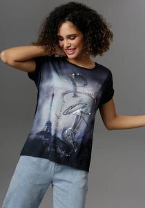Aniston SELECTED Shirt met glanzende folieprint