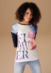 Aniston SELECTED Shirt met ronde hals met bloemenprint nieuwe collectie