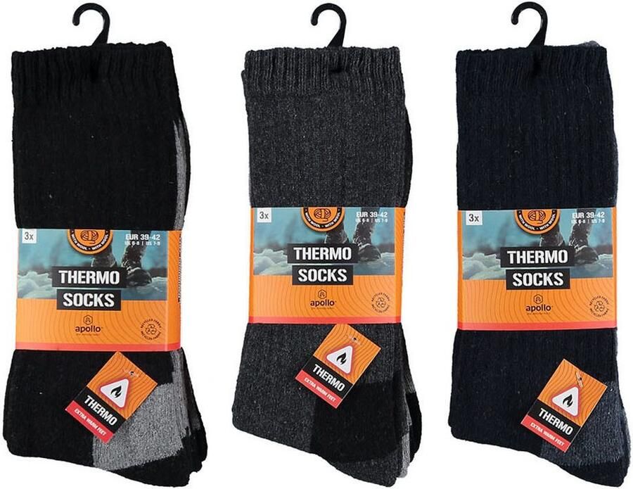 Apollo Basic sokken THERMAL TRACKING SOCKS Unisex met verwar de merinowol (2 paar Set van 3) - Foto 2