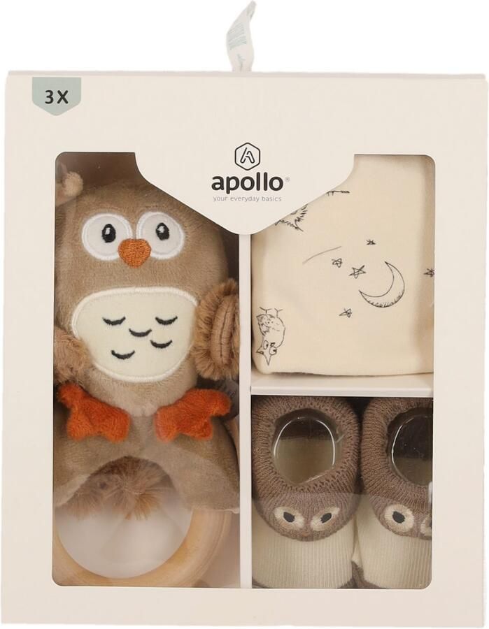 Apollo Newborn-cadeauset Babyset uil slabbetje ring sokjes (set) - Foto 5