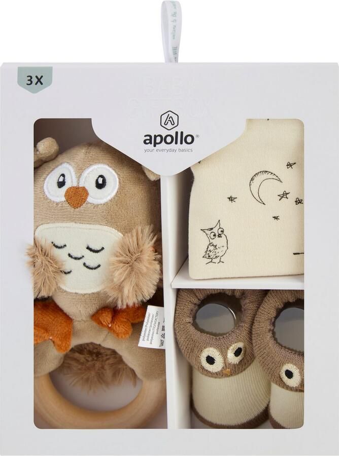 Apollo Newborn-cadeauset Babyset uil slabbetje ring sokjes (set) - Foto 7