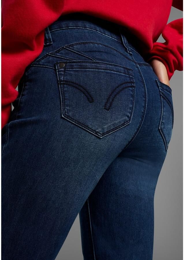 Arizona Bootcut jeans Shaping bootcut contraststiksels used-look-wassing lage taille