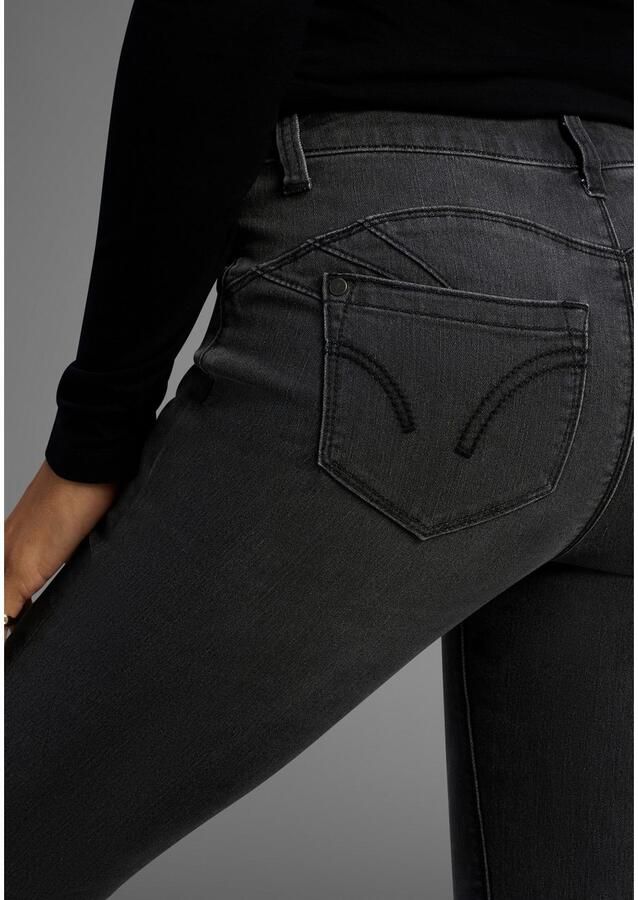 Arizona Bootcut jeans Shaping bootcut contraststiksels used-look-wassing lage taille