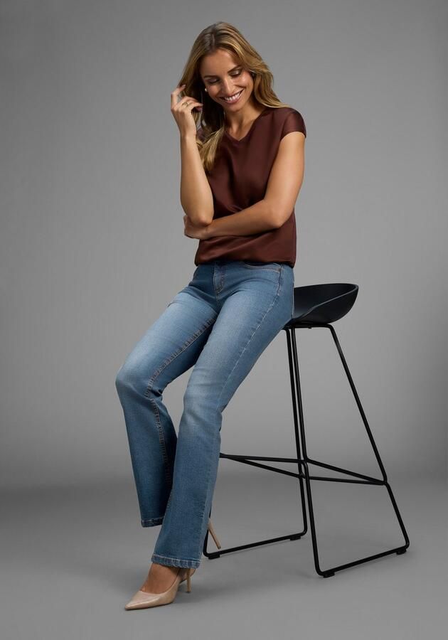 Laura Scott Shirtblouse Satijnen blouse met jersey-achterpand en bindband NIEUWE COLLECTIE - Foto 5