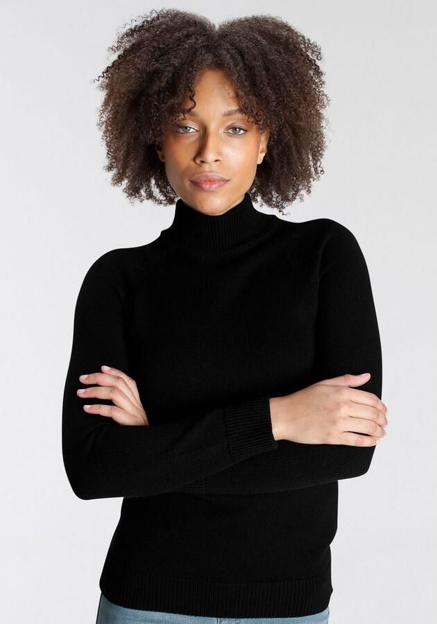 Arizona Gebreide trui Rollneck in effen kleur met grof breiselpatroon en coltrui - Foto 4