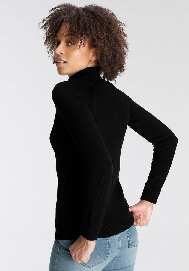 Arizona Gebreide trui Rollneck in effen kleur met grof breiselpatroon en coltrui - Foto 5