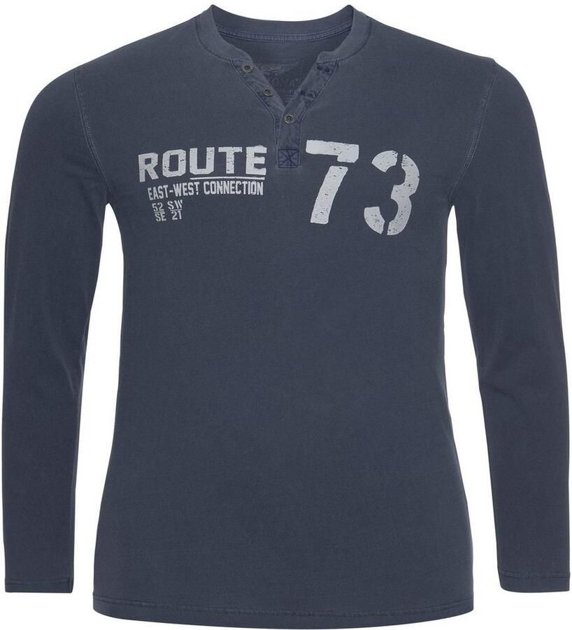 Arizona Henleyshirt Lange mouw casual ronde halslijn van katoen