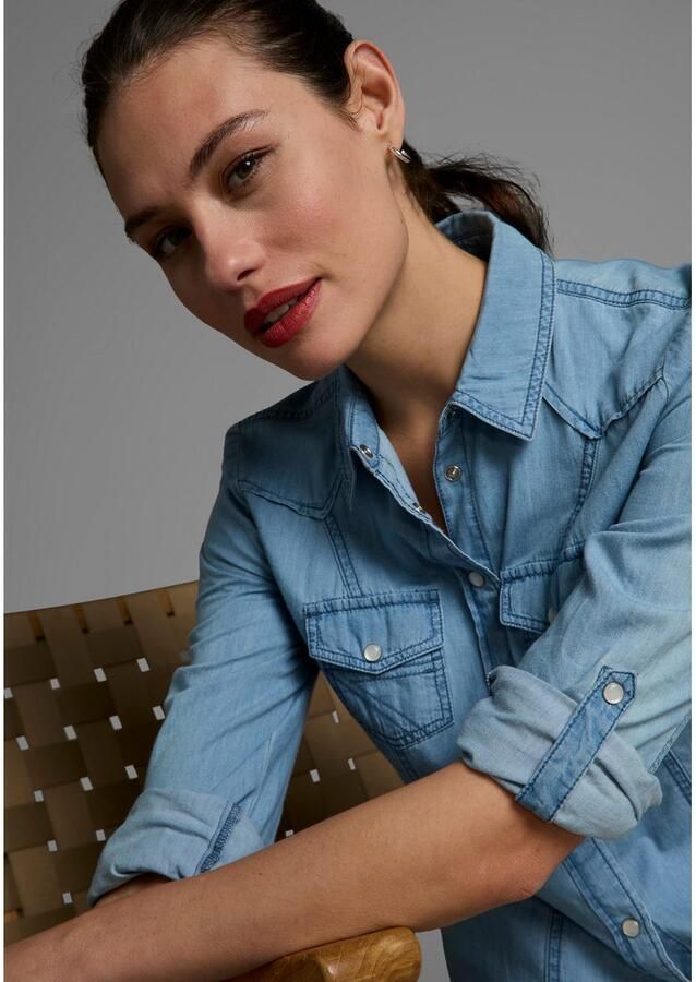 Arizona Jeans blouse Met drukknopen in parelmoer-look - Foto 4