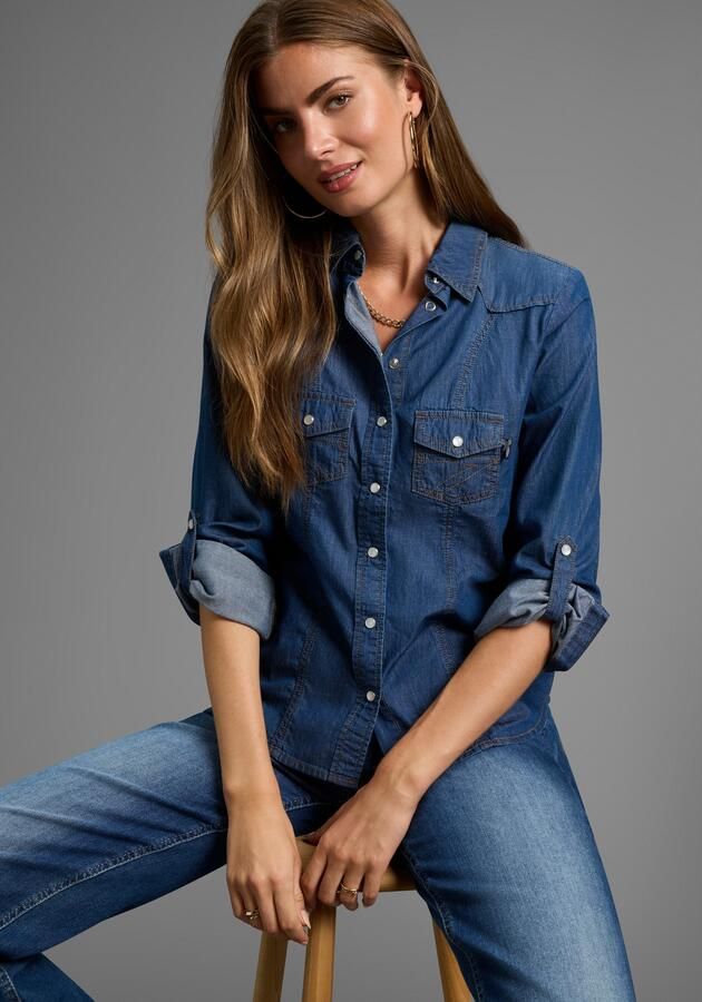 Arizona Jeans blouse Met drukknopen in parelmoer-look - Foto 6