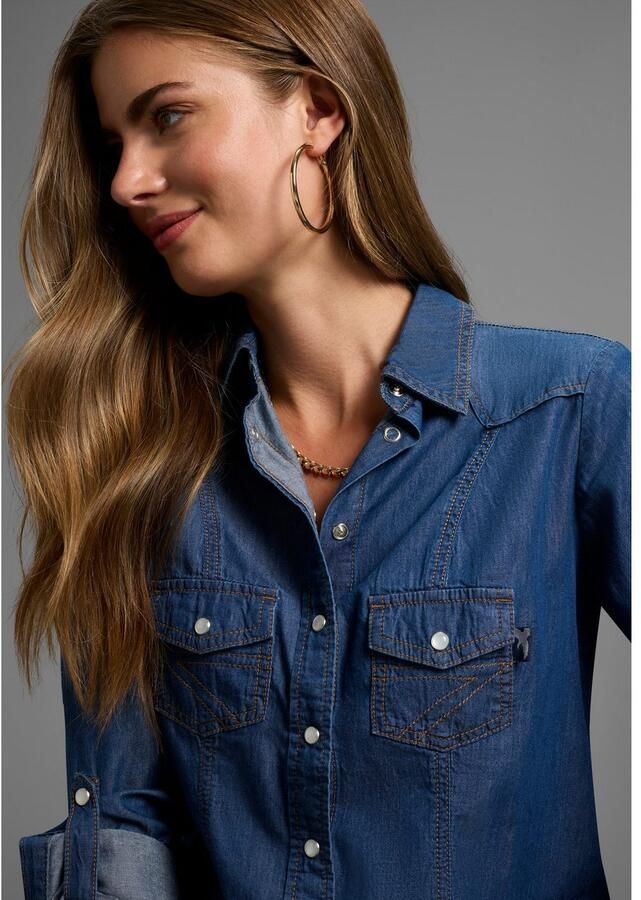 Arizona Jeans blouse Met drukknopen in parelmoer-look - Foto 2