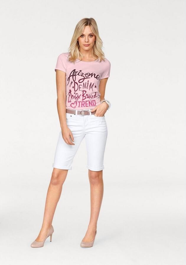 Arizona Jeansbermuda smalle pasvorm opgerolde zoom used-wassing hoge taille - Foto 6