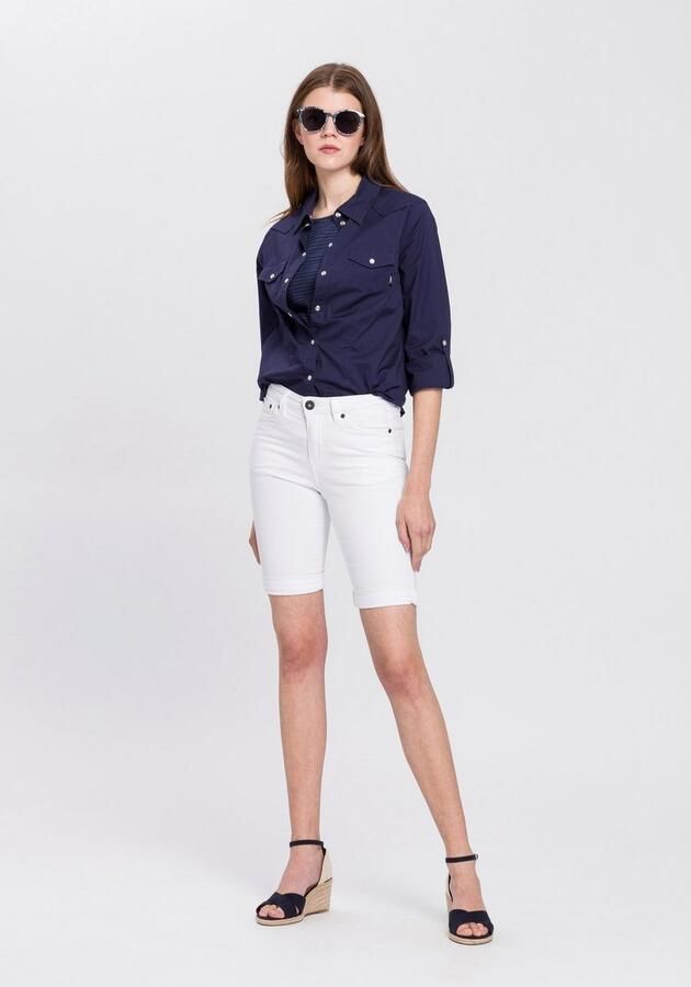 Arizona Jeansbermuda smalle pasvorm opgerolde zoom used-wassing hoge taille - Foto 7