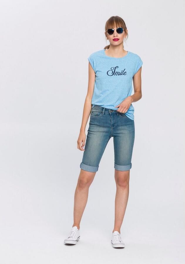 Arizona Jeansbermuda smalle pasvorm opgerolde zoom used-wassing hoge taille - Foto 5