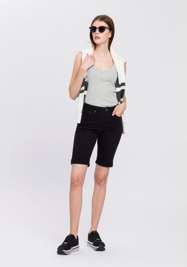 Arizona Jeansbermuda smalle pasvorm opgerolde zoom used-wassing hoge taille - Foto 6