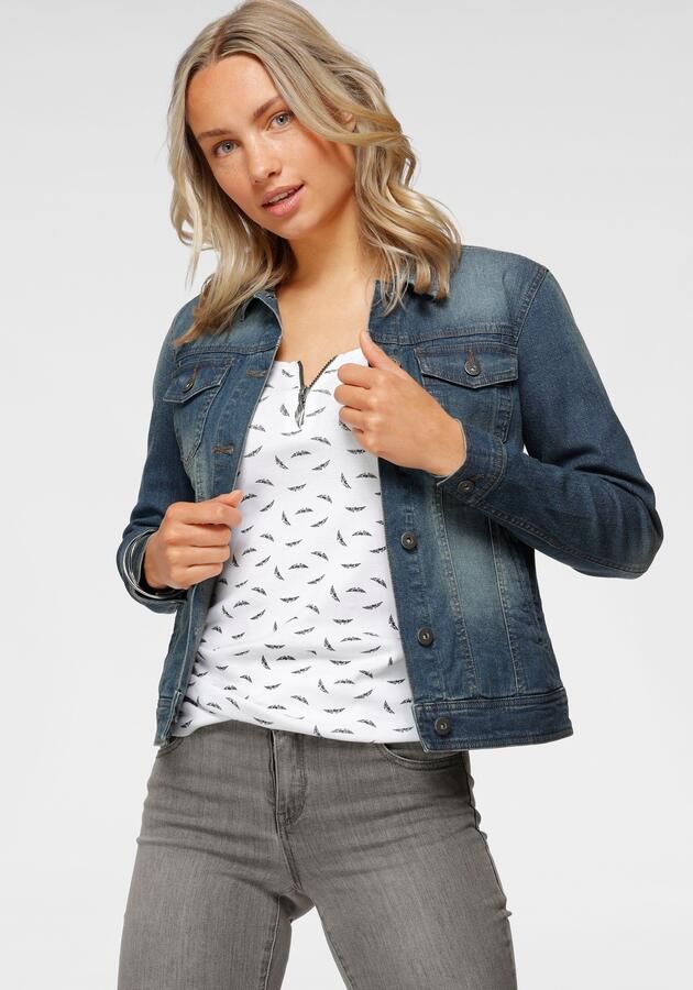 Arizona Jeansjack van katoenmix figuurvolgend kort gesneden