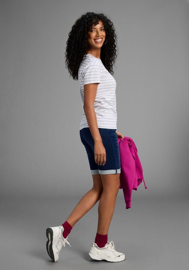 Arizona Jog-jeansbermuda hoge taille opgerolde broekafsluitingen used-look - Foto 4