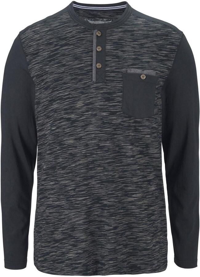 Arizona Longsleeve Lange mouwen gemêleerde look ronde hals met knoopsluiting - Foto 5