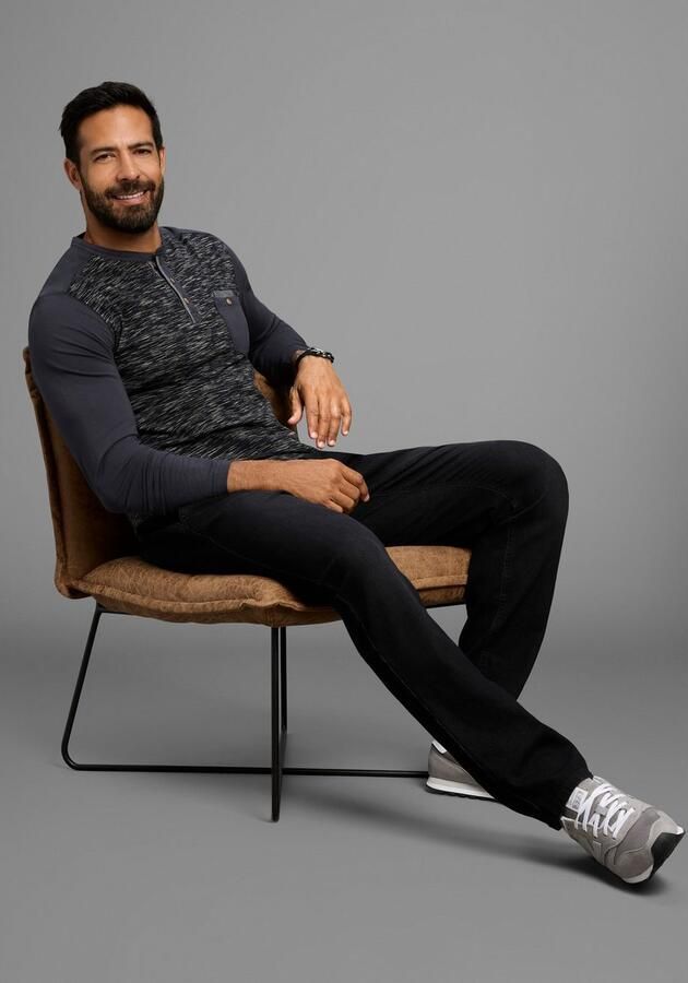 Arizona Longsleeve Lange mouwen gemêleerde look ronde hals met knoopsluiting - Foto 3