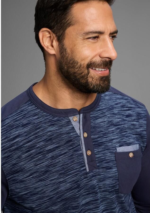 Arizona Longsleeve Lange mouwen gemêleerde look ronde hals met knoopsluiting - Foto 2