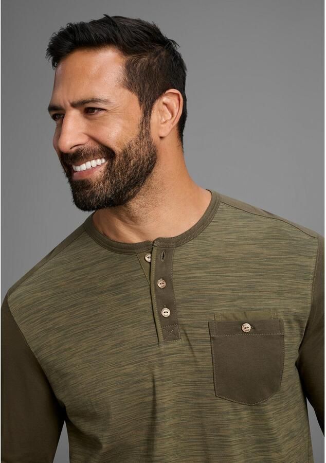 Arizona Longsleeve Lange mouwen gemêleerde look ronde hals met knoopsluiting - Foto 2