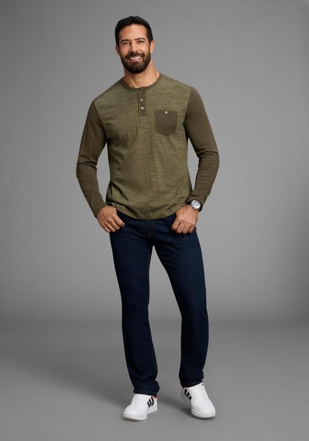 Arizona Longsleeve Lange mouwen gemêleerde look ronde hals met knoopsluiting - Foto 4