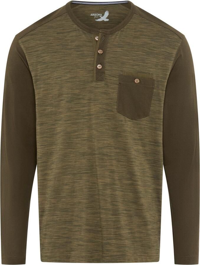 Arizona Longsleeve Lange mouwen gemêleerde look ronde hals met knoopsluiting