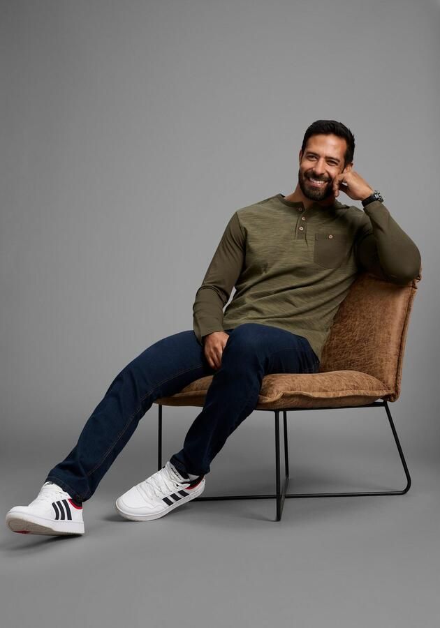 Arizona Longsleeve Lange mouwen gemêleerde look ronde hals met knoopsluiting - Foto 5