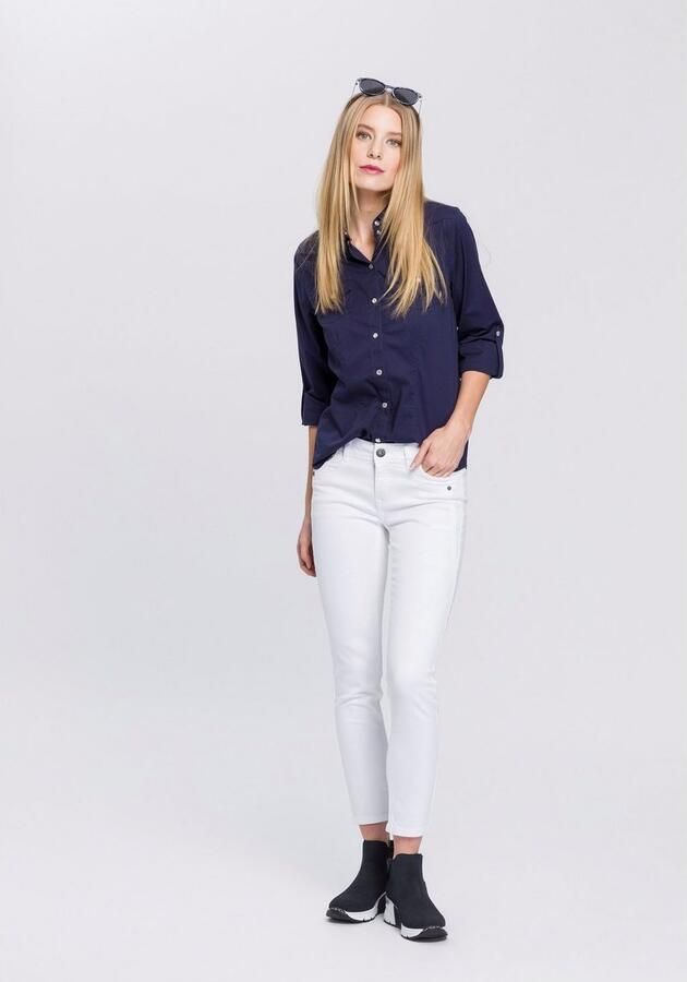 Arizona 7 8 jeans Met geren extra-strakke snit used-look-wassing lage taille