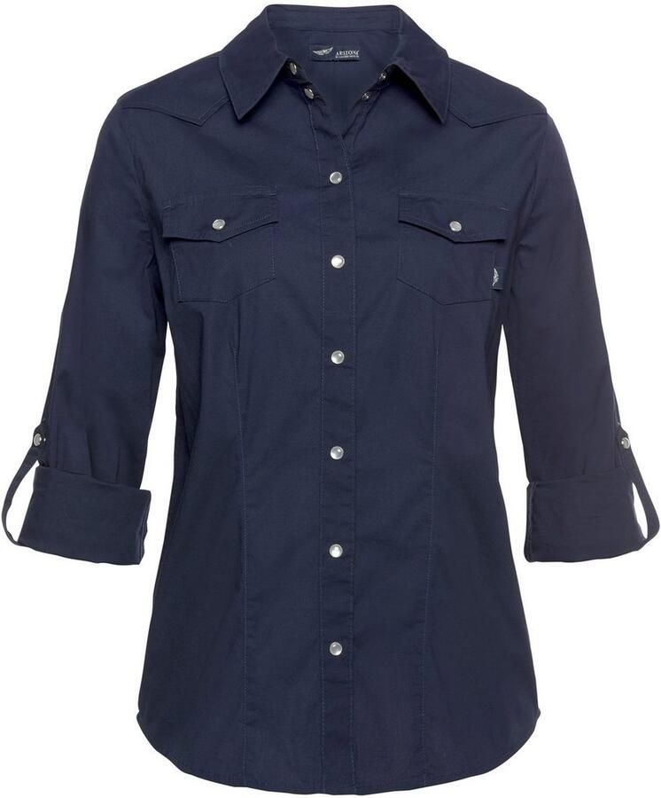 Arizona Overhemdblouse Met drukknopen in parelmoer-look