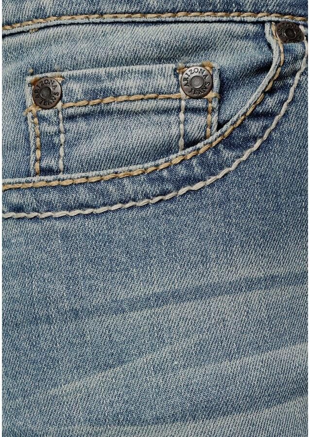 Arizona Rechte jeans Contrastnaden lage taille in 5-pocket-vorm used-look-wassing