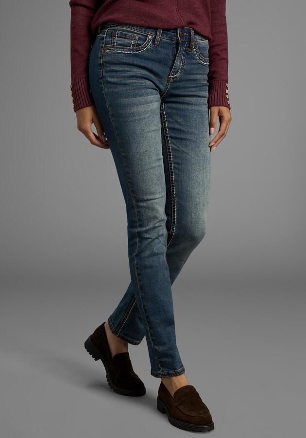 Arizona Rechte jeans Contrastnaden lage taille in 5-pocket-vorm used-look-wassing - Foto 5