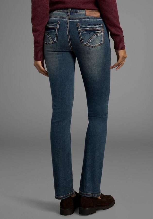 Arizona Rechte jeans Contrastnaden lage taille in 5-pocket-vorm used-look-wassing - Foto 6