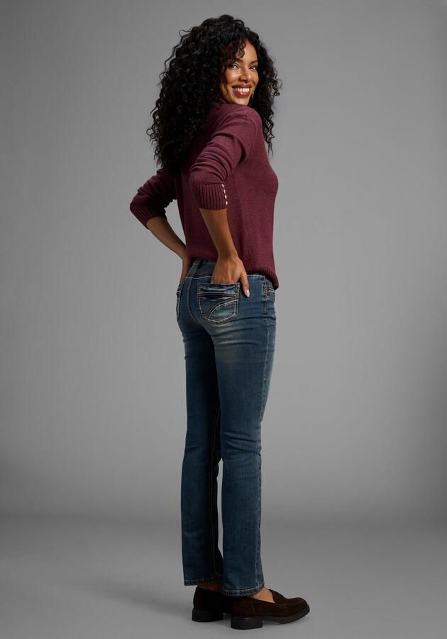 Arizona Rechte jeans Contrastnaden lage taille in 5-pocket-vorm used-look-wassing - Foto 7