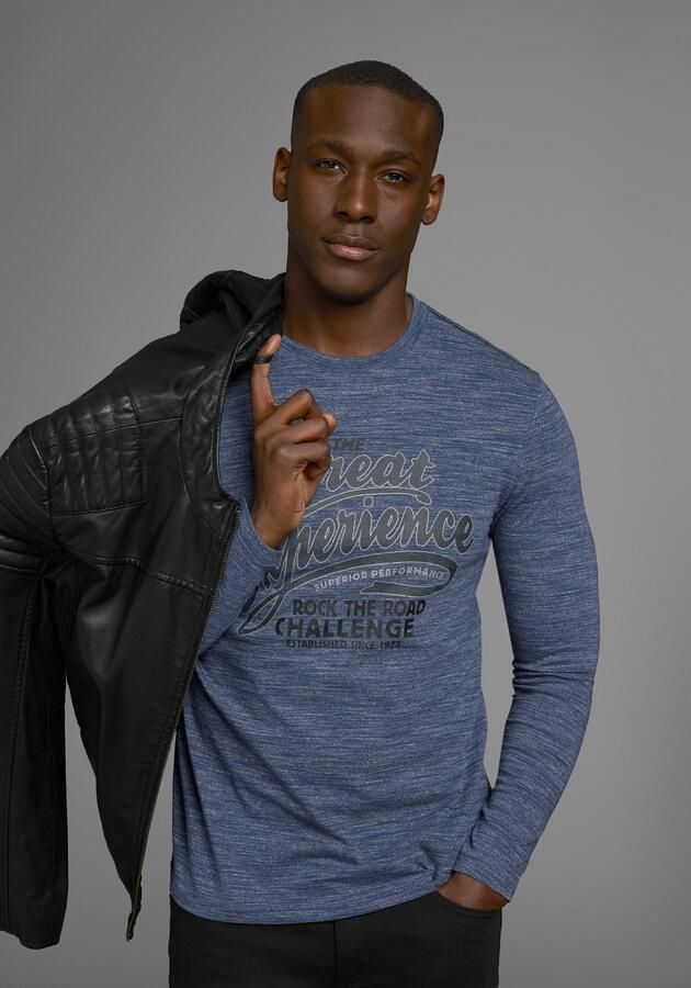 Arizona Shirt met lange mouwen shirt met lange mouwen in een gemêleerde look en modieuze print - Foto 4