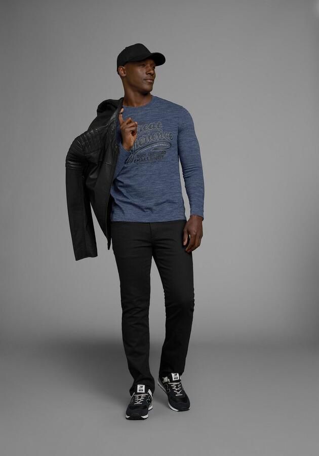 Arizona Shirt met lange mouwen shirt met lange mouwen in een gemêleerde look en modieuze print - Foto 5