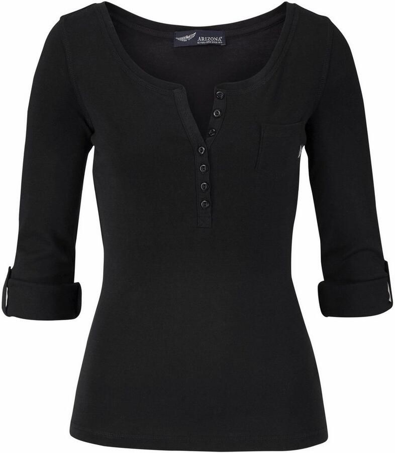 Arizona Shirt met lange mouwen zeer figuurvolgende snit effen ronde hals