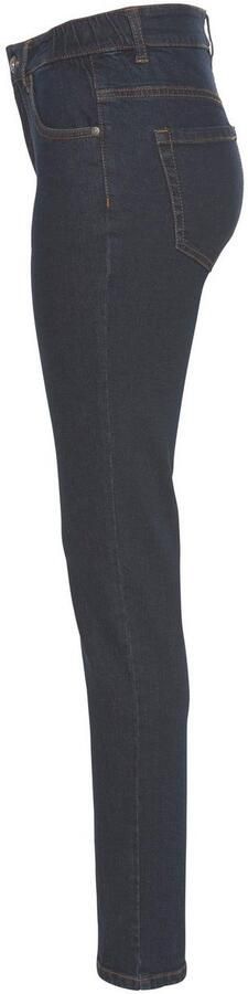 Arizona Slim fit jeans Tailleband met zij-elastiek inzet smalle pasvorm skinny jeans used-wassing hoge taille - Foto 7