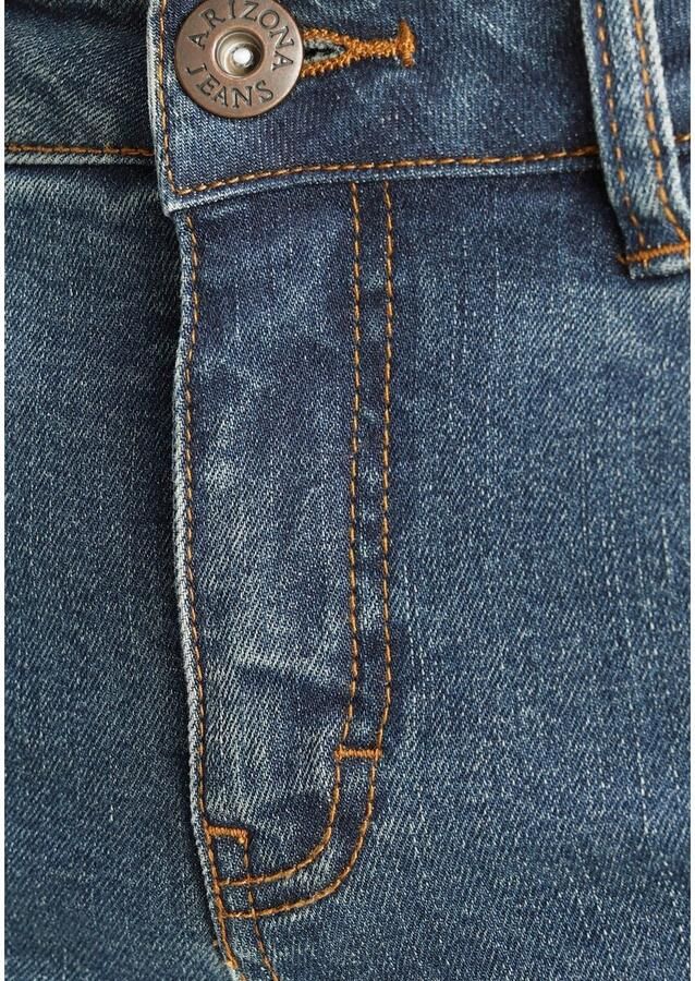 Arizona Slim fit jeans Tailleband met zij-elastiek inzet smalle pasvorm skinny jeans used-wassing hoge taille