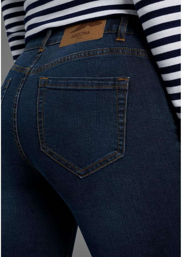 Arizona Slim fit jeans Tailleband met zij-elastiek inzet smalle pasvorm skinny jeans used-wassing hoge taille - Foto 2