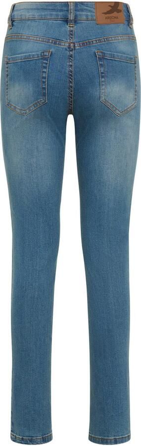 Arizona Slim fit jeans Tailleband met zij-elastiek inzet smalle pasvorm skinny jeans used-wassing hoge taille - Foto 8