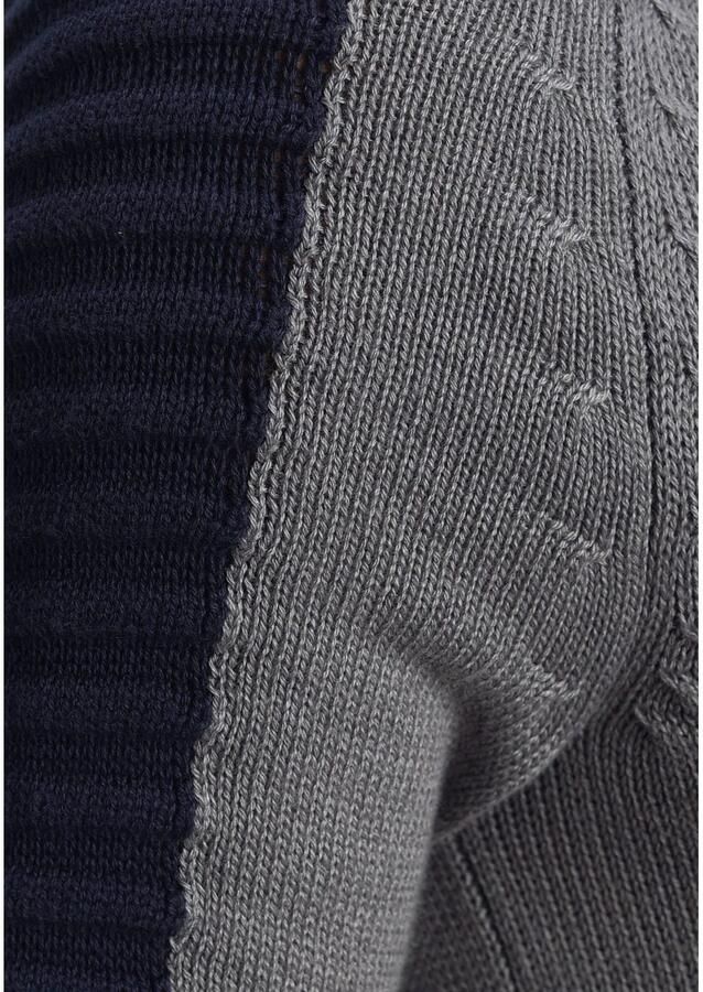 Arizona Trui met ronde hals In bikerstijl met mouwen in fijn en grof ribbreisel