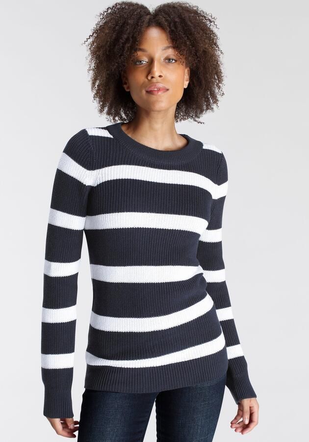 Arizona Trui met ronde hals van grofbreisel in streepdesign - Foto 7