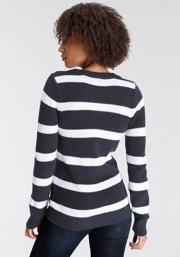 Arizona Trui met ronde hals van grofbreisel in streepdesign - Foto 5