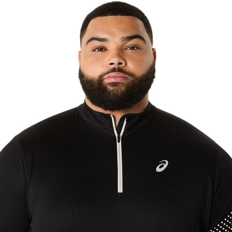 ASICS Icon Long Sleeve 1 2 Zip Top Black- Heren Black