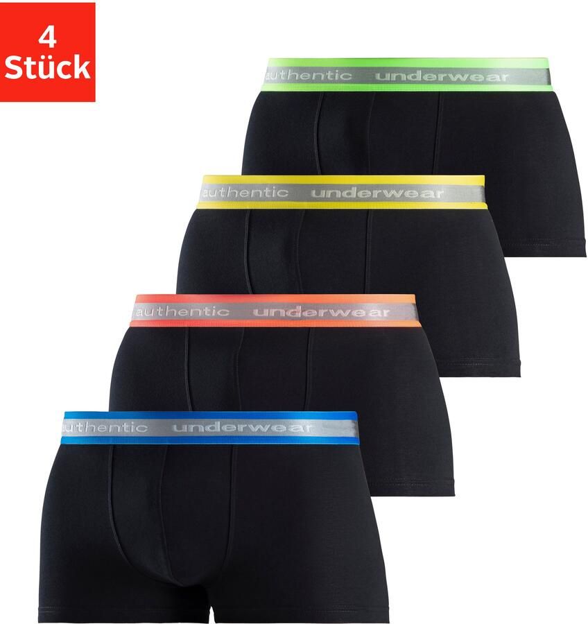 AUTHENTIC LE JOGGER Boxershort voor heren aangenaam zachte neon-boord (4 stuks Set van 4) - Foto 6