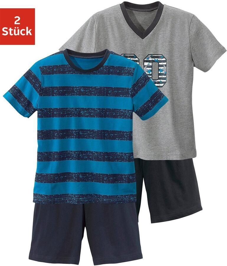 AUTHENTIC LE JOGGER Pyjama met casual print en geprinte strepen (4-delig Set van 2) - Foto 3