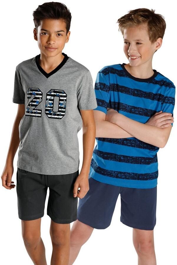 AUTHENTIC LE JOGGER Pyjama met casual print en geprinte strepen (4-delig Set van 2) - Foto 2