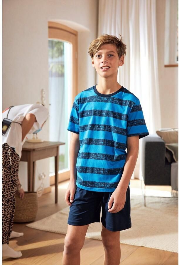 AUTHENTIC LE JOGGER Pyjama met casual print en geprinte strepen (4-delig Set van 2)